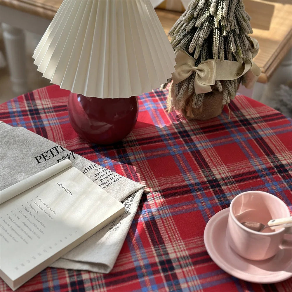 Rynx Christmas Plush Tablecloth Cotton Tablecloth Vintage Dining Table Cover for Dinner Table Party Birthday Christmas Decoration