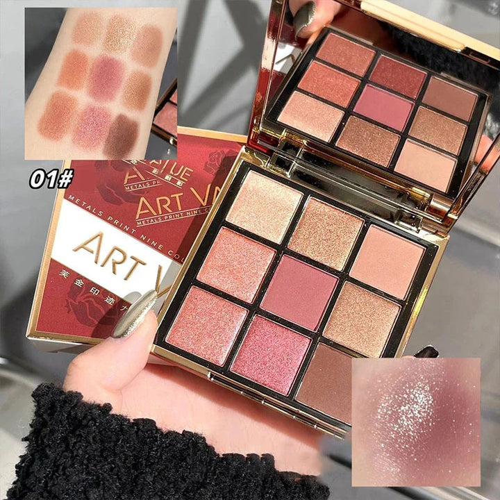 Rynx | New Glitter Eyeshadow Palette Pink Brown Pearl Gold Matte Shadows Nude Long-lasting Highlighter Powder Shiny Eye Cosmetics