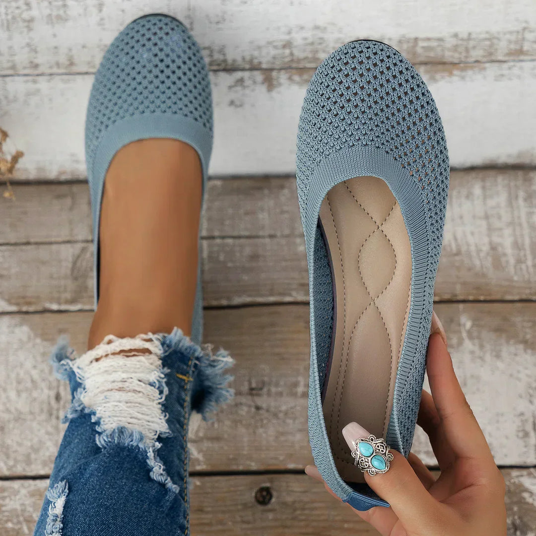 Lisslune | Women Round Toe Flat Shoes Solid Color Knit Slippers Casual Breathable Ballet Flats Women Flat Shoes Loafers Women