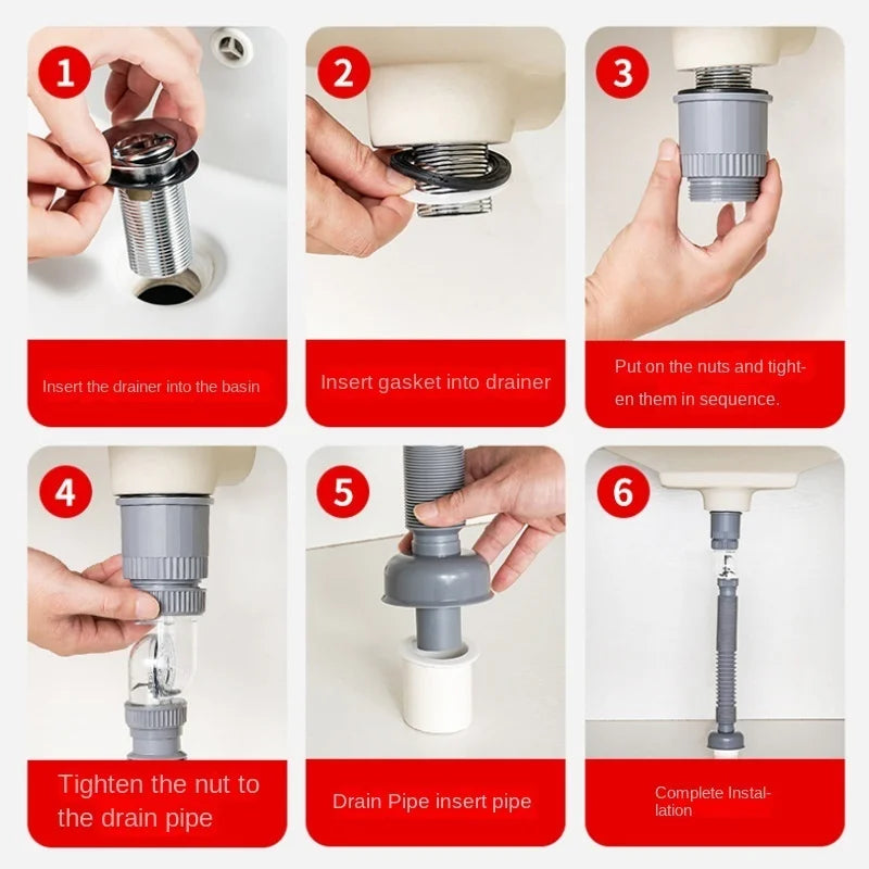 Lisslune | 360 Drain Easy Universal Overflow Disposer Drain Kit