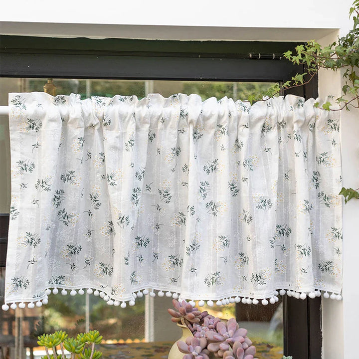 Rynx Korean Daisy Curtains Street Bags Shade Curtain Flower Tassel for Kitchen Bedroom Living Room Bay Window Wardrobe Curtain