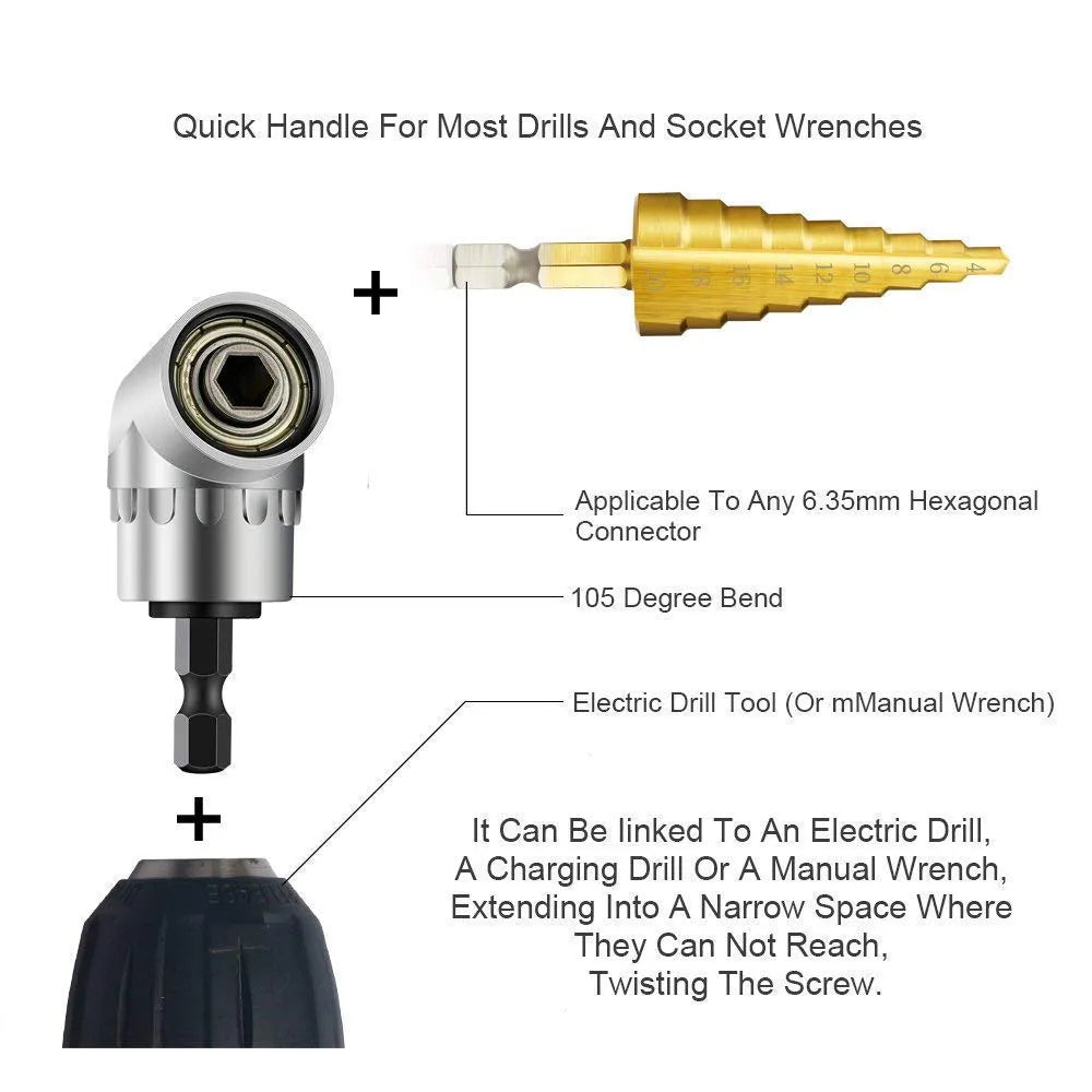 Lisslune | 360 Degree Right Angle Drill Extension Tool