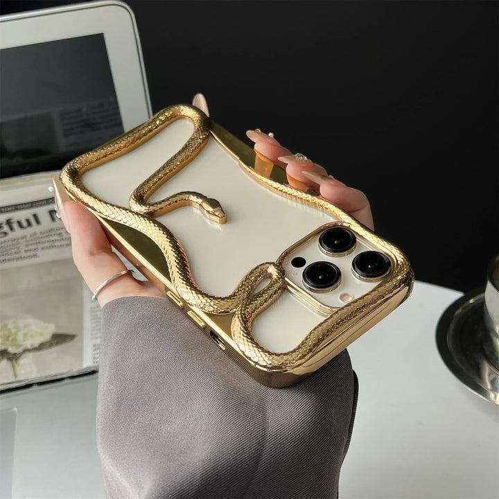 Lisslune | Plating Weicher Gummi Rahmen Hohler Schlange Handyhülle Für iPhone 11 12 13 14 15 16 Pro Max Objektivschutz Unregelmäßige Stoßfeste Hülle