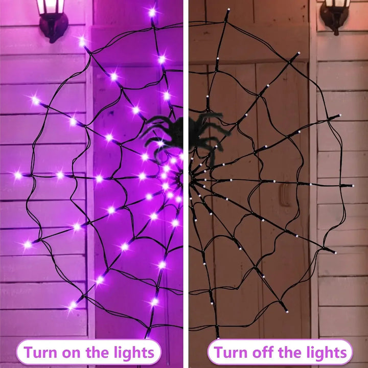 Rynx | Halloween Glowing Spider Web Halloween Decoration Lights Spider Web Lights Halloween Decoration Outdoor Indoor Halloween Decor