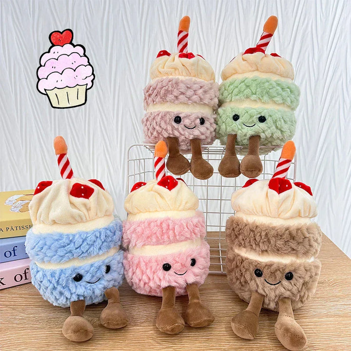 Lisslune | Festive Cupcake Plush with Candle – Soft Plush Toy for Kids & Adults