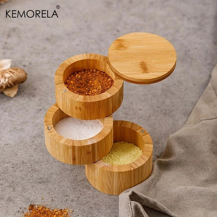Lisslune | Sustainable Bamboo Spice Organizer with Measuring Spoon - Elegant Kitchen Storage Solution