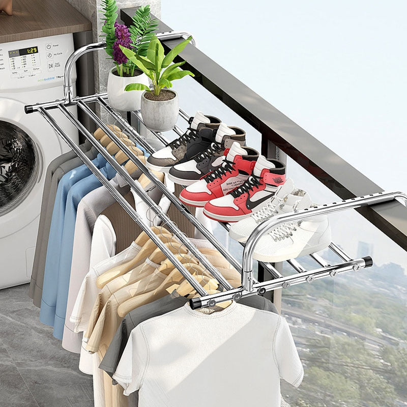 Lisslune | Stainless Steel Foldable Balcony Clothes Hanger