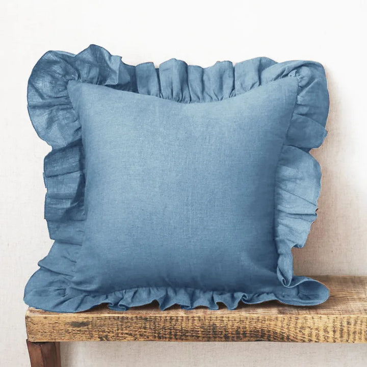 Rynx | 100% Linen Ruffle Cushion Covers, Soft and Comfortable Pillow Covers, Home Decor Sofa Cushions, Living Room Couch Ornament