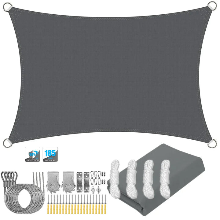 Lisslune | Waterproof Rectangular Sun Shade Sail with UV Protection & Mounting Kits – ShadeGuard