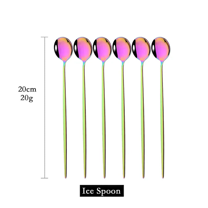 Lisslune | Golden 6-piece Long Handle Spoon Set
