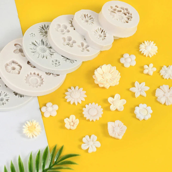 Rynx 3D Mini Daisy Silicone Mold Fondant Cake Decoration Tool Wedding Birthday Party Chocolate Candy Decor Pastry Baking Mold