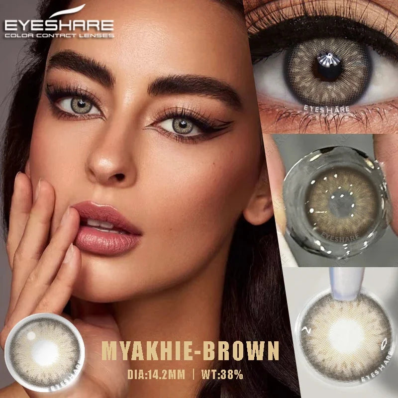 Rynx | 1 pair of contact lenses with prescription in natural color, myopic lenses, green contact lenses, fashionable brown lenses, gray pupils