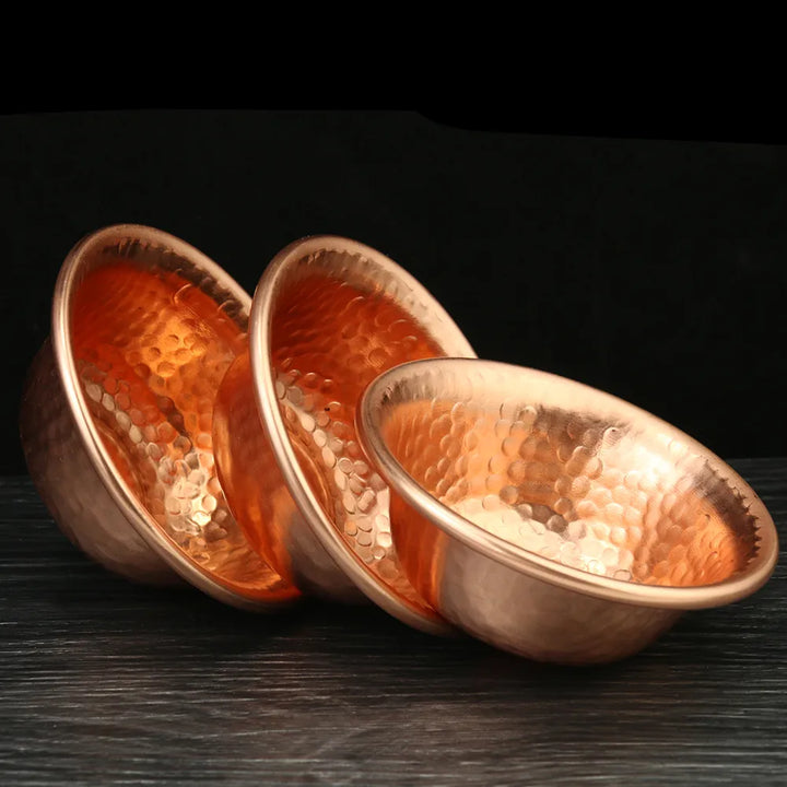 Lisslune | Nepalese pure copper water preparation bowl handmade hammer pattern holy water bowl for Buddha Buddhism accessories