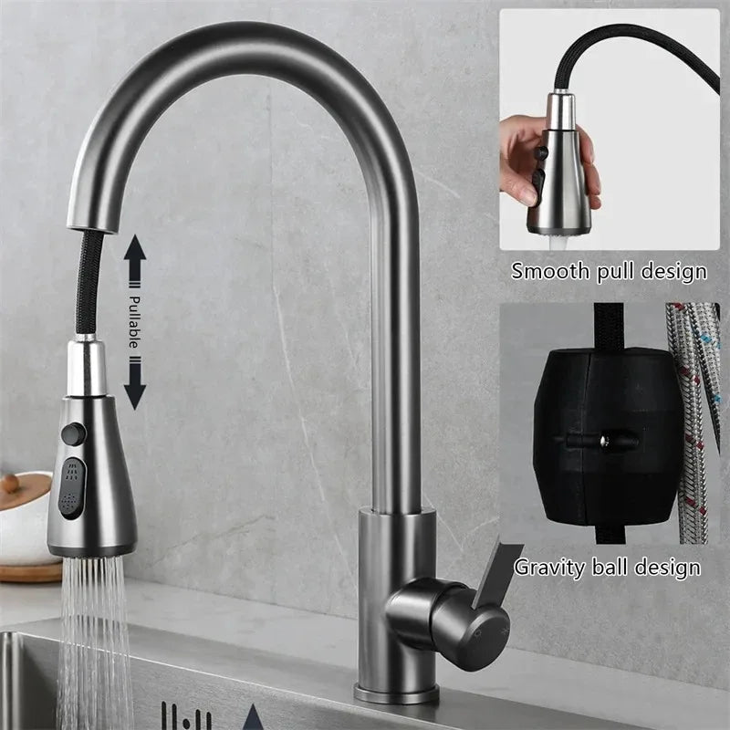 Lisslune | Kitchen faucet with pull-out spout – Brushed Nickel