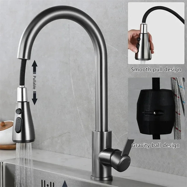 Lisslune | Kitchen faucet with pull-out spout – Brushed Nickel