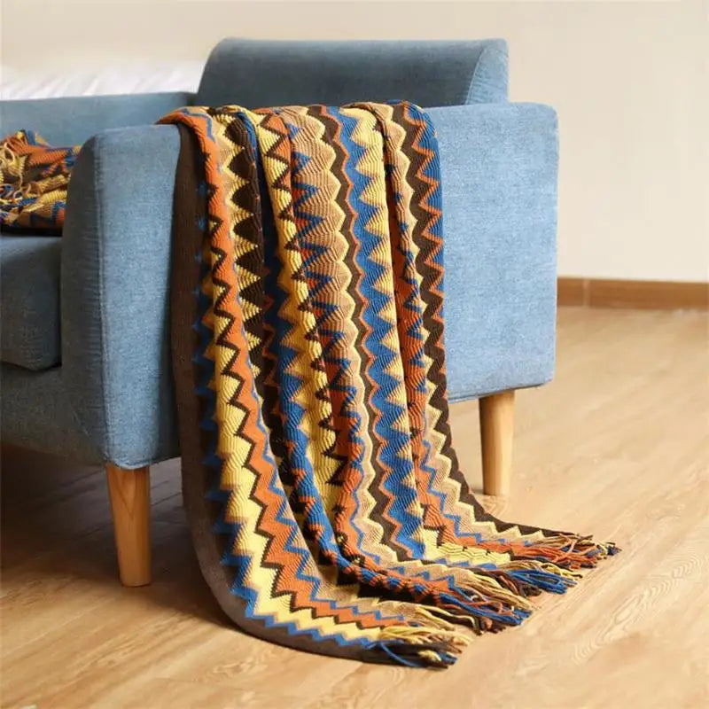 Lisslune | Colorful Chevron Knit Blanket