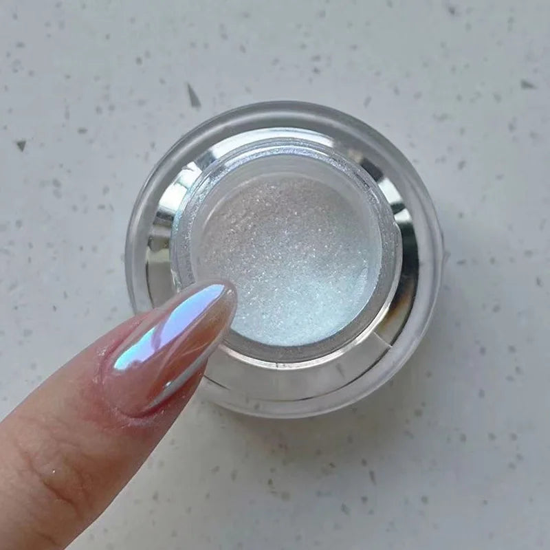Rynx | 1jar Plating Aurora Chrome Nail Powder High Gloss Moonlight Mirror Fine Glitter Pigment Aurora Pearl Rub Dust Chrome Nails