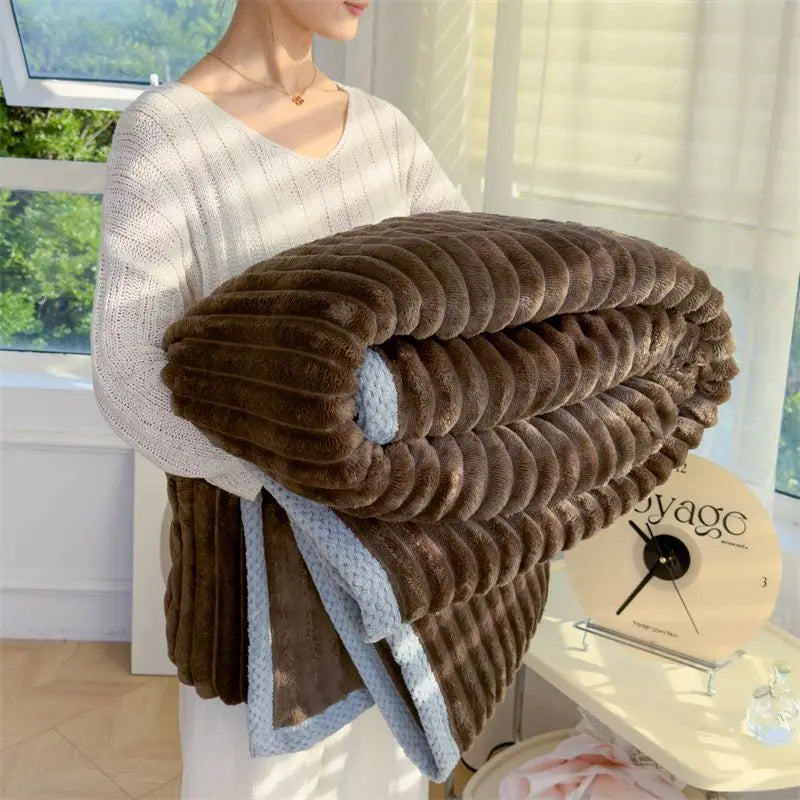 Rynx Velvet Coral Velour Small Blanket Single Room Climate Blanket Rabbit Velour Blanket Office Nap Blanket