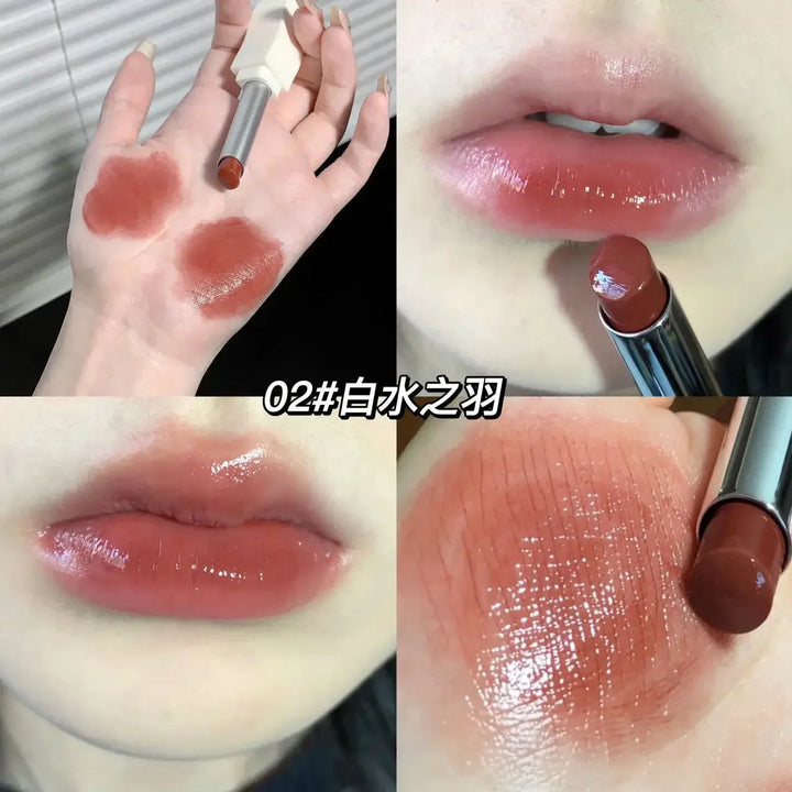 Rynx | New Jelly Mirror Black Tube Lipstick Long-lasting Non-sticky Cup Moisturizing Water Light Lip Balm Korean Lip Makeup Cosmetics 1 Piece