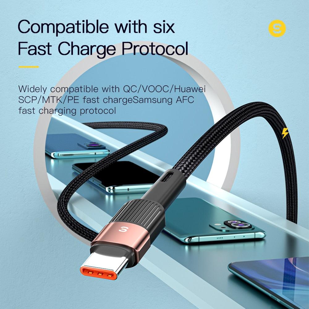 Lisslune | Essager 6A USB-C charging cable - Fast data transfer & fast power supply for Huawei P40 Pro, Samsung S21 Ultra, Poco - 66W fast charger
