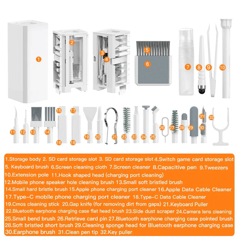 Lisslune | All-In-One 32Pcs Computer Phone Cleaning Kit