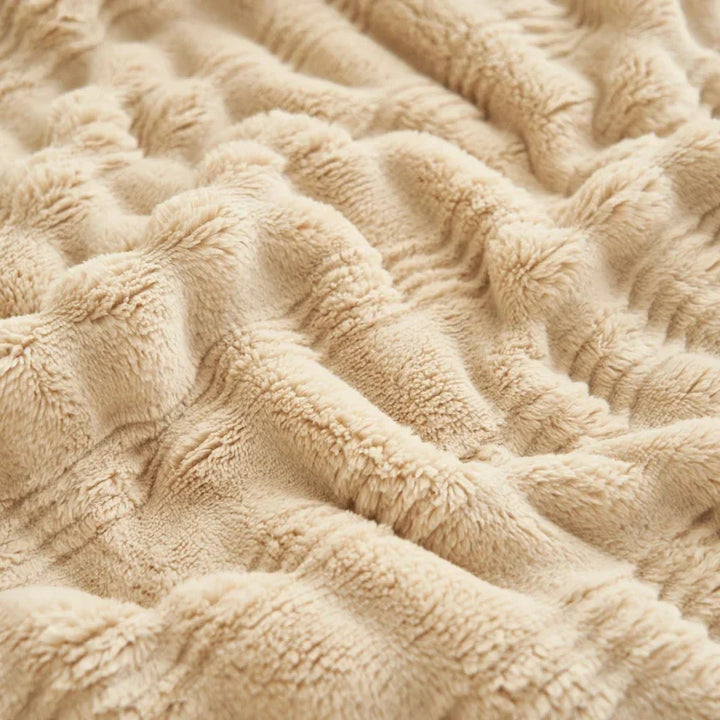 Rynx Artificial Rabbit Plush Autumn Winter Warm Blanket Striped Fluffy Warmth Sofa Blankets Soft Absorbent Breathable Nap Blanket