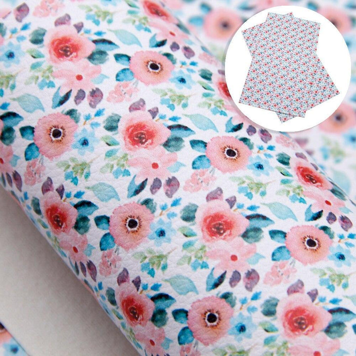 Lisslune | Floral Lychee Blossom Synthetic Leather Crafts Sheet - 20x33cm