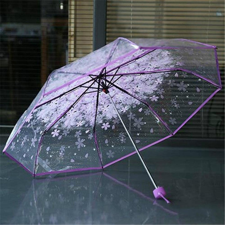 Lisslune | Chic Cherry Blossom UV-resistant Sunshade with Extended Grip Handle