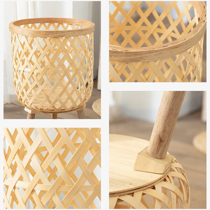 Lisslune | Handcrafted Bamboo Woven Flower Pot with Stand Plant Flower Display Storage Stand DIY Storage Children's Plant Pots Home Decor