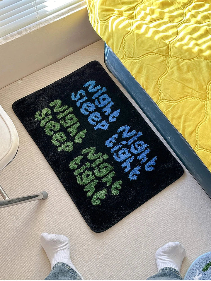 Rynx | Chic Tufting Letters Bathroom Mat Soft Bath Mat Floor Mat Living Area Rug Non-Slip Hallway Rug Aesthetic Home Decor 40x60cm