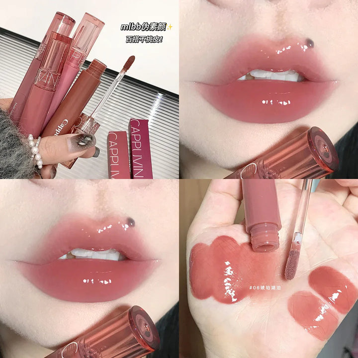 Rynx | New 6 Colors Mirror Coloring Lip Gloss Moisturizing Liquid Lipstick Waterproof Long-lasting Red Lip Color Korean Makeup Cosmetics