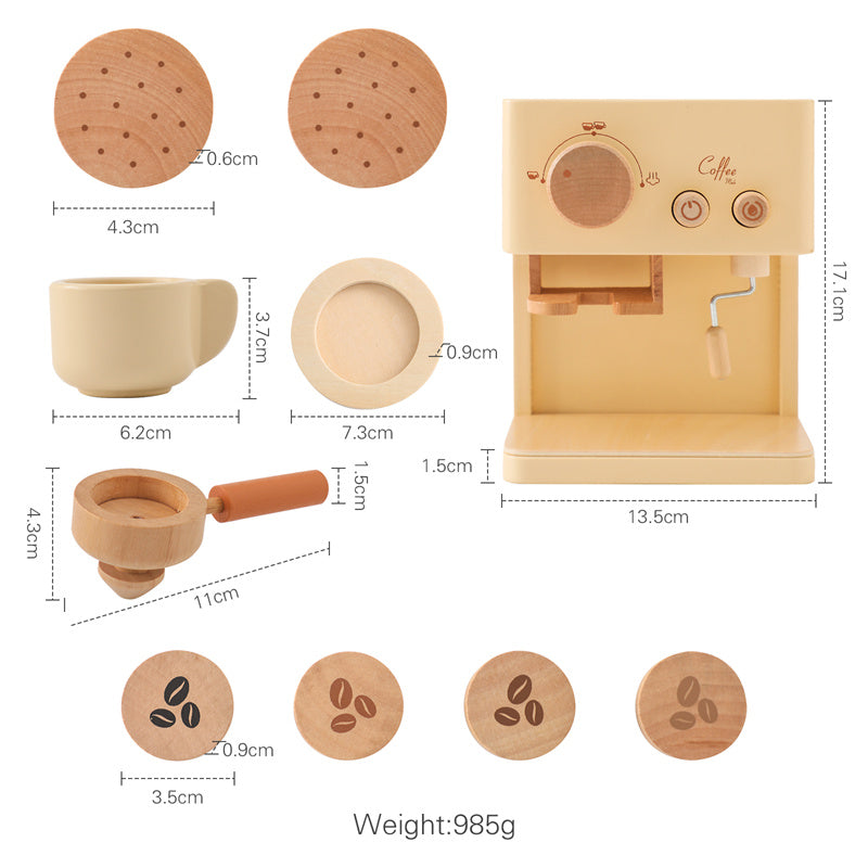 Lisslune | Little Barista Wooden Coffee Machine – Educational Pretend Play Toy | for Kids Age 1+