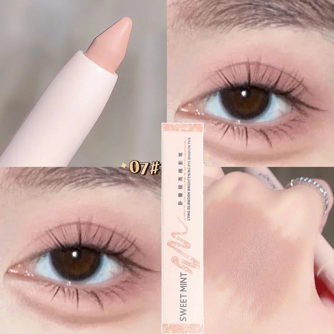 Rynx | 14 Colors White Eyeliner Shiny Glitter Eyeshadow Pencil Eye Liner Pencil Matte Brown Pink Pearl Eyes Makeup Brighten Silk Worm