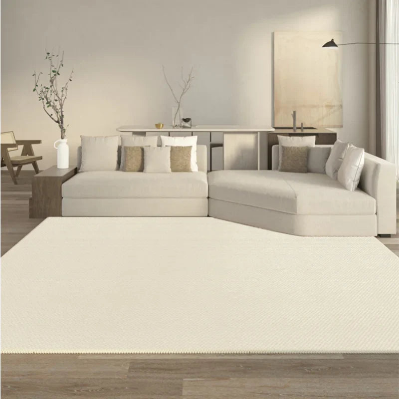 Rynx | Beige Bedroom Carpet Minimalist Solid Color Living Room Carpet Luxury Non-Slip Rug Customized Mats All-Around Carpet