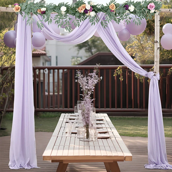 Lisslune | 6-10M Hochzeitsbogen Drapierung Stoff für Zeremonie Empfang Dekorationen Chiffon durchsichtiger Stoff Vorhänge für Party Bühne Hochzeitsdusche