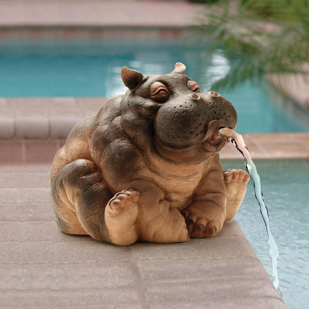 Lisslune | Playful Hippopotamus Garden Sprinkler Statue