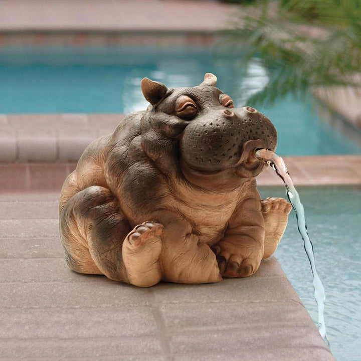 Lisslune | Playful Hippopotamus Garden Sprinkler Statue