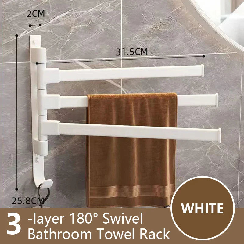Lisslune | Bathroom Towel Holder Rotatable Towel Rack Space Aluminum 1/2/3/4/5-Bar Towel Holder Kitchen Shelf Kitchen Hanging Shelf Wall Mounted