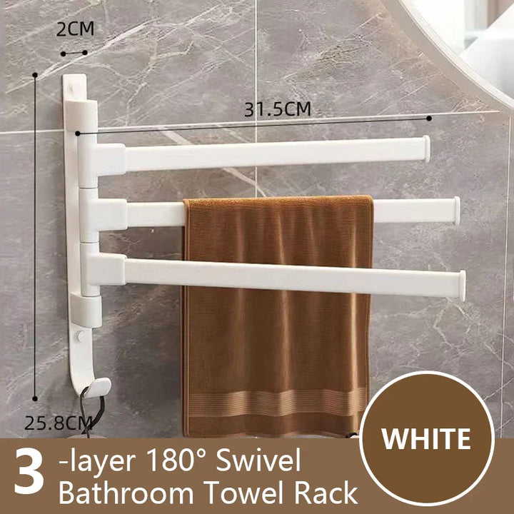 Lisslune | Bathroom Towel Holder Rotatable Towel Rack Space Aluminum 1/2/3/4/5-Bar Towel Holder Kitchen Shelf Kitchen Hanging Shelf Wall Mounted