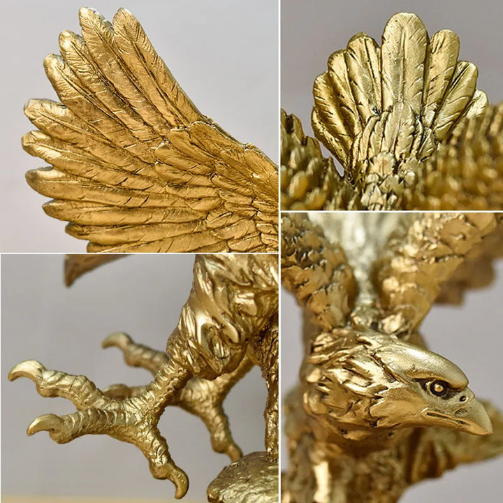 Lisslune | Resin Golden Eagle Statue Art Animal Model Collection Ornament Home Office Desk Feng Shui Decor Figures simple