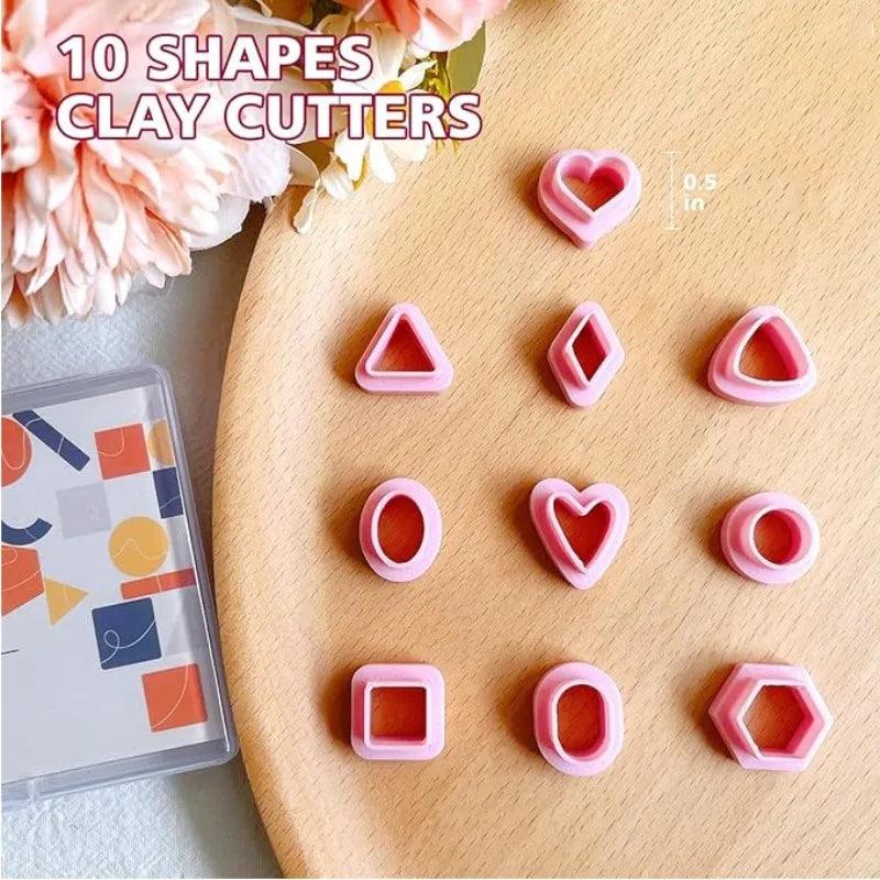 Lisslune | 10-piece DIY Geometric Clay Cutter for Unique Earring Designs - Set of Soft Polymer Molds
