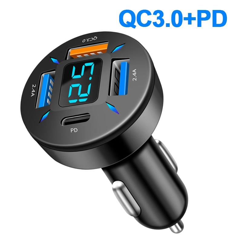 Lisslune | Smart Multi-Port Car Charger with LED Battery Monitoring and Fast Charging Function