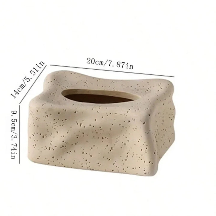 Rynx | Beige Fabric Box Cut-Out Fabric Box Modern Art Tissue Box Napkin Holder for Living Room Coffee Table