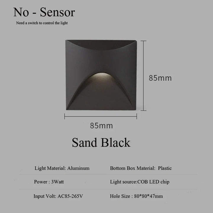 Lisslune | Modern waterproof IP65 LED recessed wall lamp for outdoor lighting - 3W embedded step & staircase balcony portal light