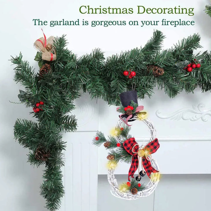 Rynx | Christmas illuminating snowman wreath garland LED light door decoration artificial apartment window wall background door hanging ornament