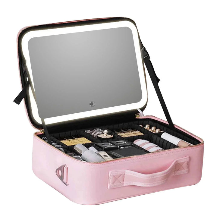 Lisslune | Travel Cosmetic Case LED Mirror Makeup Bag