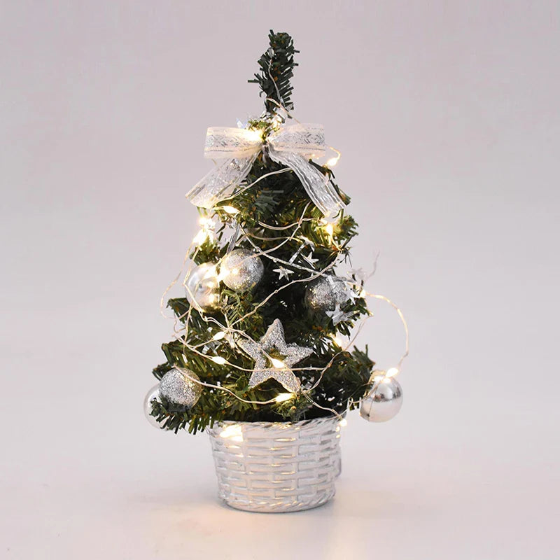 Rynx 20/30cm Artificial Christmas Tree Table Ornament with LED Light Balls Christmas Decoration for Home New Year Gift Mini
