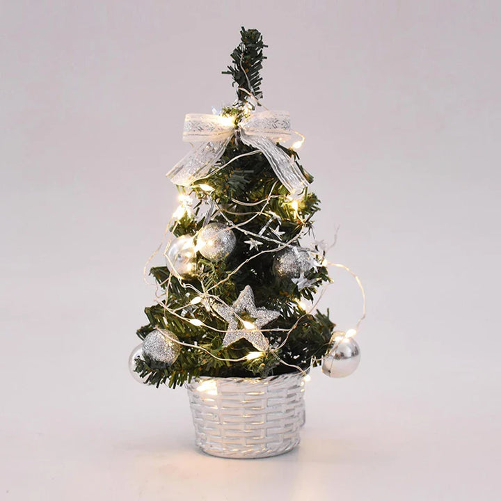 Rynx 20/30cm Artificial Christmas Tree Table Ornament with LED Light Balls Christmas Decoration for Home New Year Gift Mini