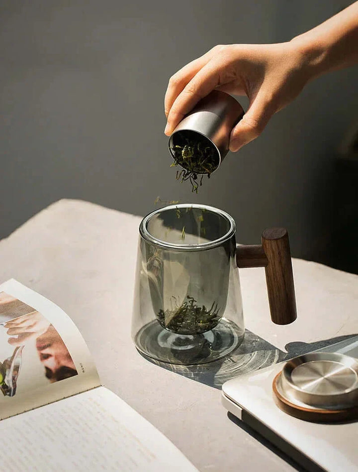 Lisslune | Ultramodern Glass Tea Cup with Filter and Lid
