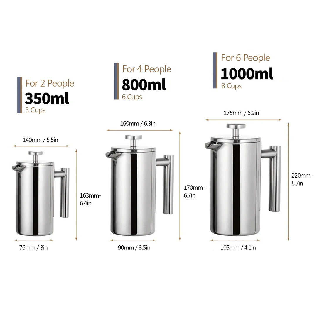 Lisslune | Stainless Steel French Press Coffee Maker